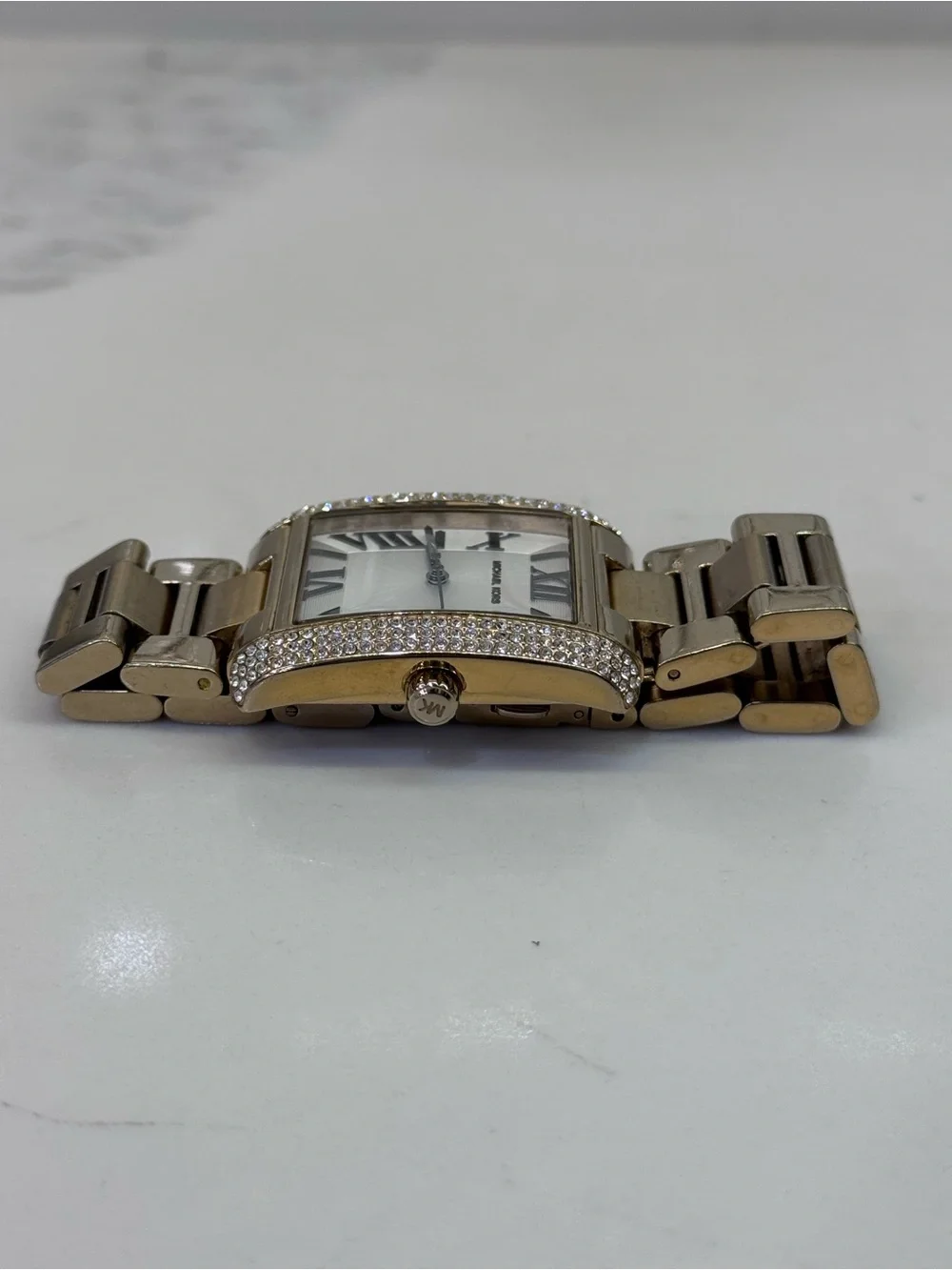 Michael Kors Gold Crystal-Frame Women's Rectangular Watch